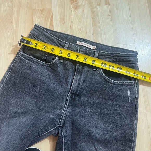 Levis Womens Grey Distressed 721 High Rise Skinny Denim Jeans Size 27 - Picture 4 of 7
